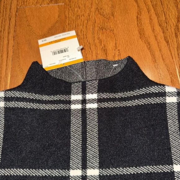 Anne Klein Womens Plaid Side Slit Mock Turtleneck Sweater Small Dk Academia NWT - Picture 6 of 7